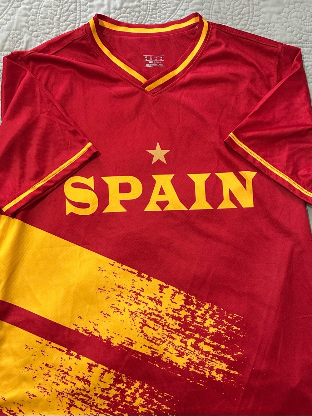 Spain Men's Red & Yellow Soccer Jersey